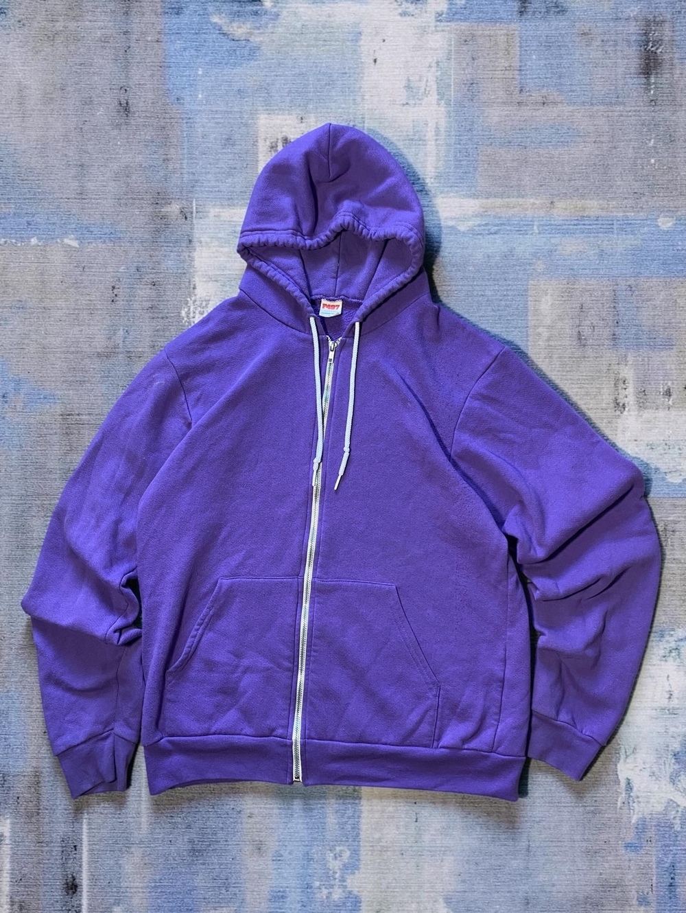 American Apparel Unisex Zip Up Hoodie Medium Full Zip Purple Cotton Fleece F497